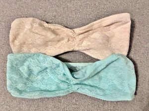 Victoria's Secret PINK Lace Bandeau Bra Lot 2 Cream Mint Strapless Sz S Small